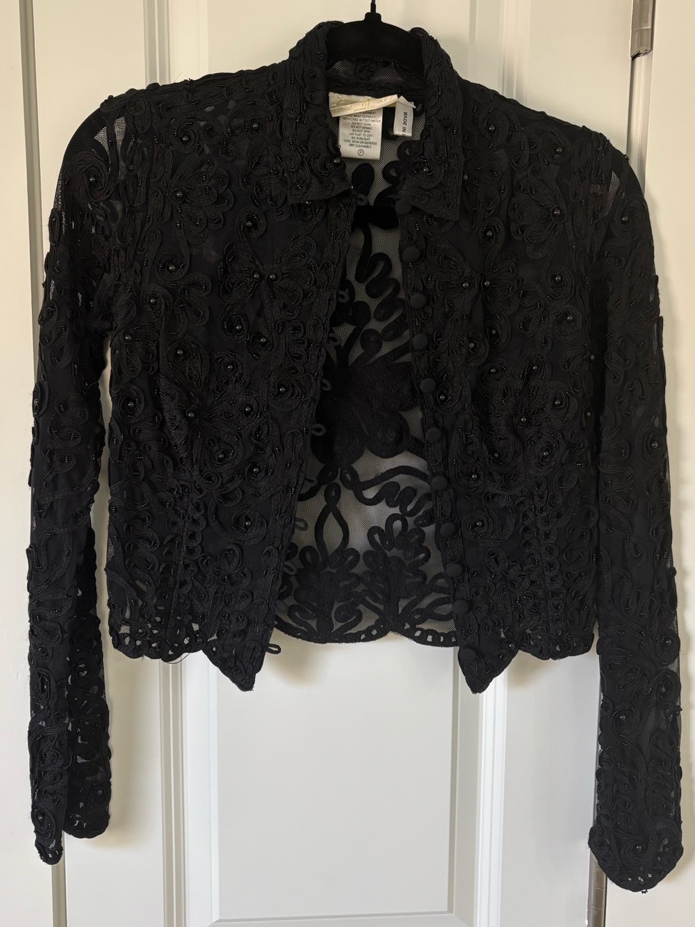 Cache Black Embroidered Lace Blazer Jacket